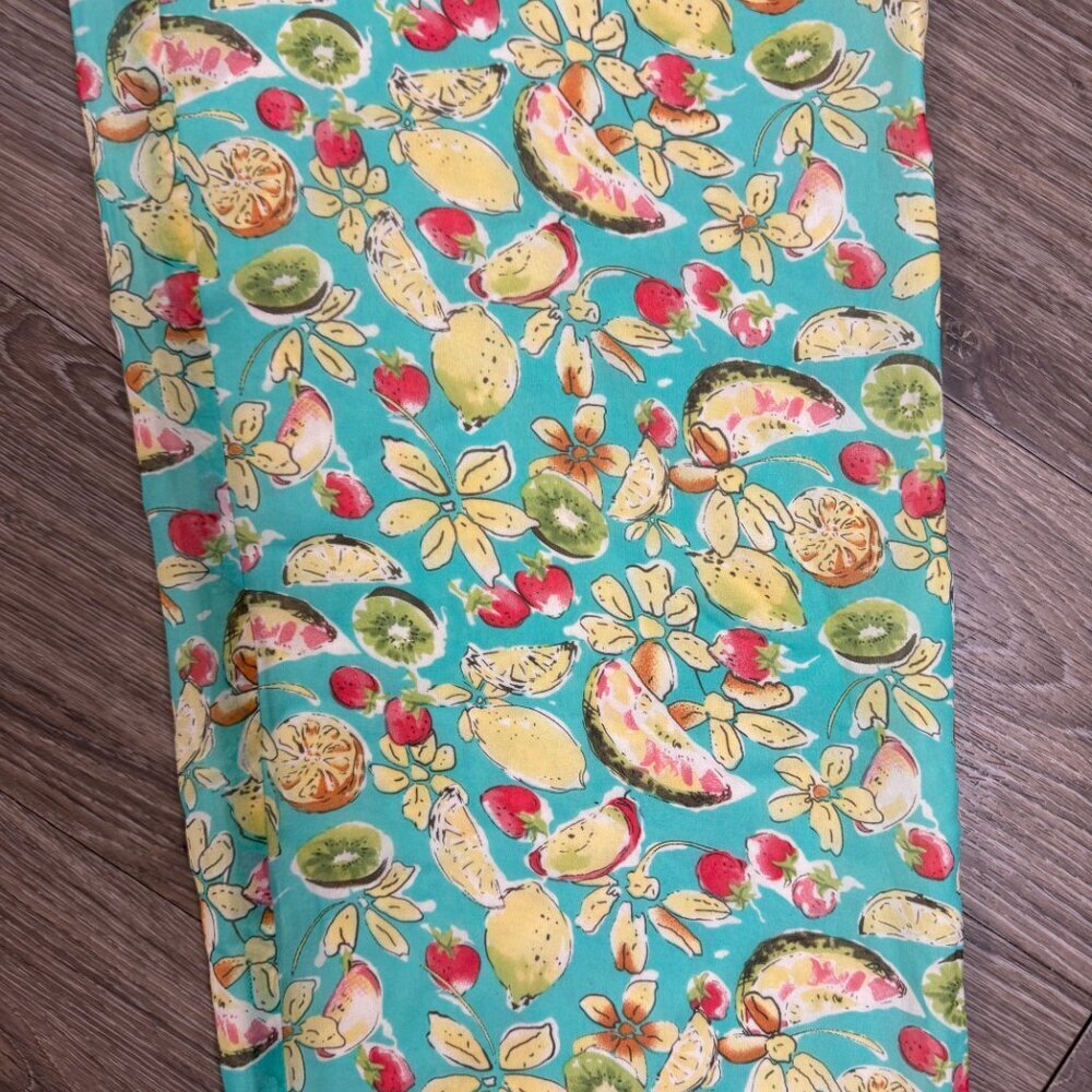 NWT 100% Silk Fruit Print Wide Lag Pants  Summer  Size M - Picture 2 of 5